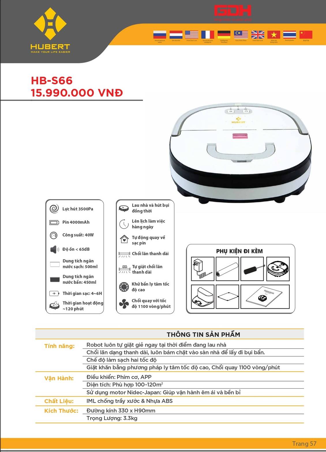 Robot hút bụi Hubert HB-S66 /Chi tiết sản phẩm 1